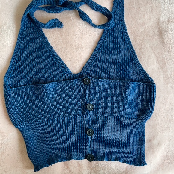 Halter Neck Button Detail Top - Picture 2 of 3